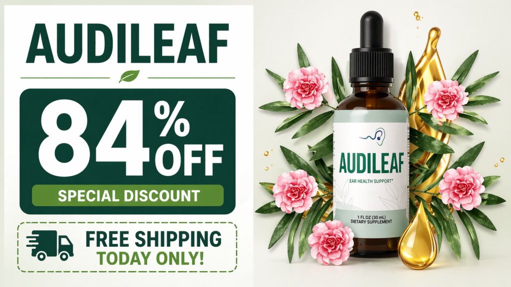 AudiLeaf supplement review with user experience concept and product image